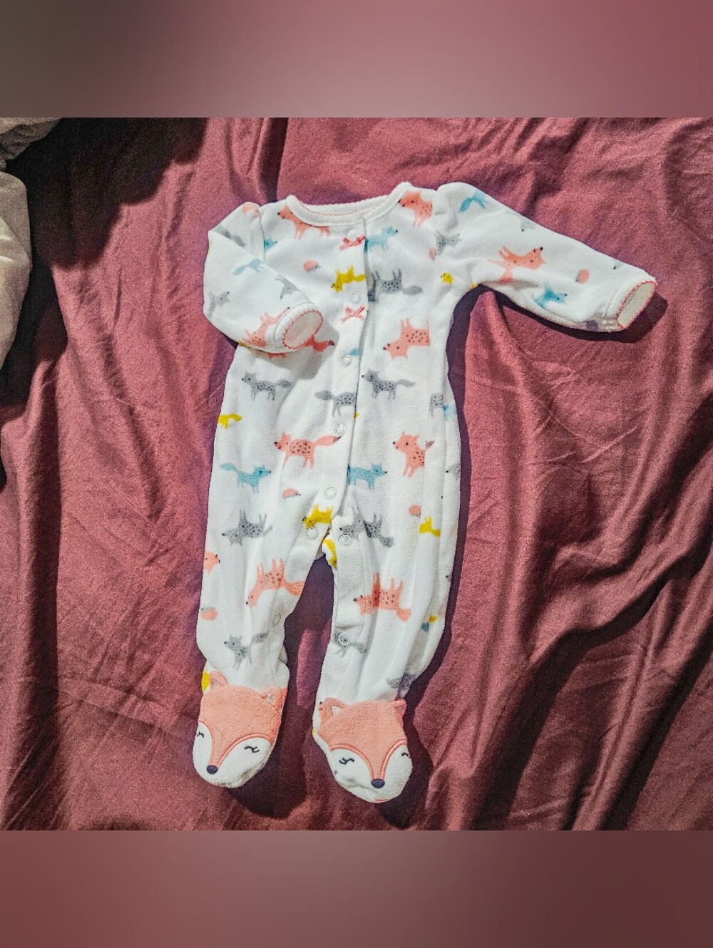 Child of mine by Carter's Newborn fleece footed onesie fox print